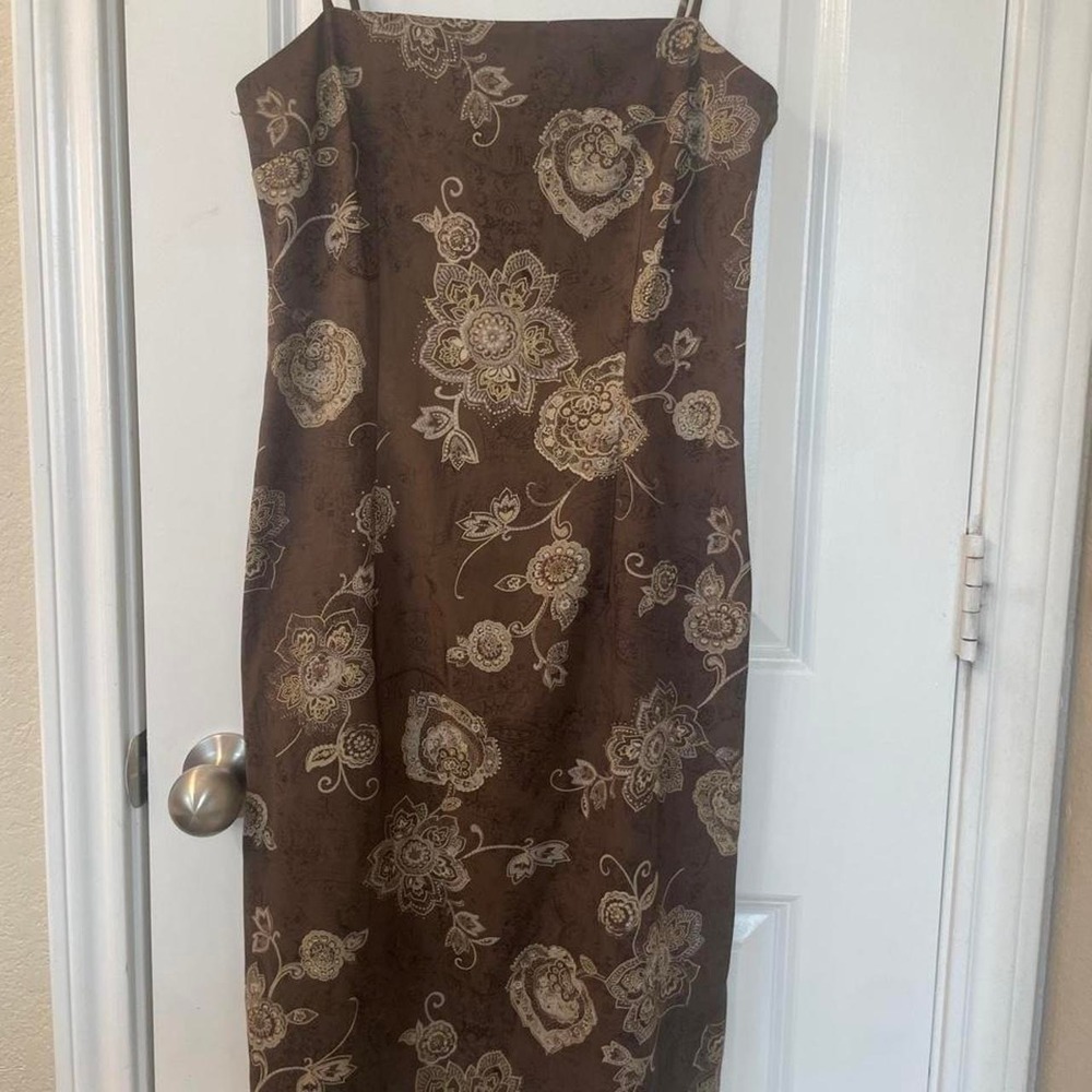 Vintage y2K rampage brown floral dress with beaded hem